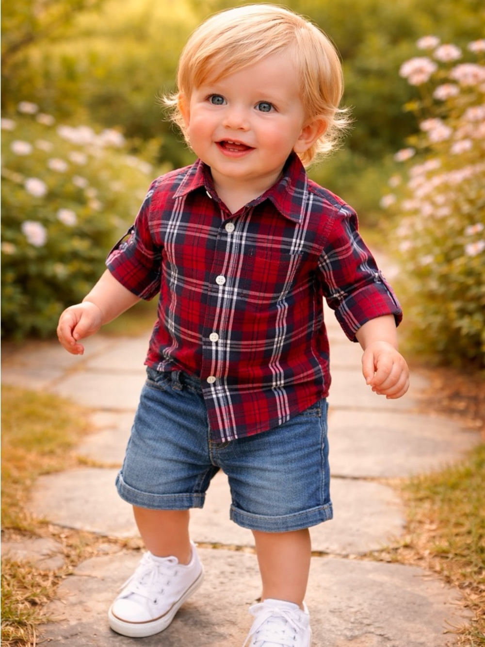 Wrangler Jeans Co. Little Boy’s Classic Red Plaid Shirt